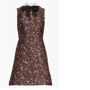 EUC kate spade jacquard floral dress with detachable collar and bow (Size: 6)